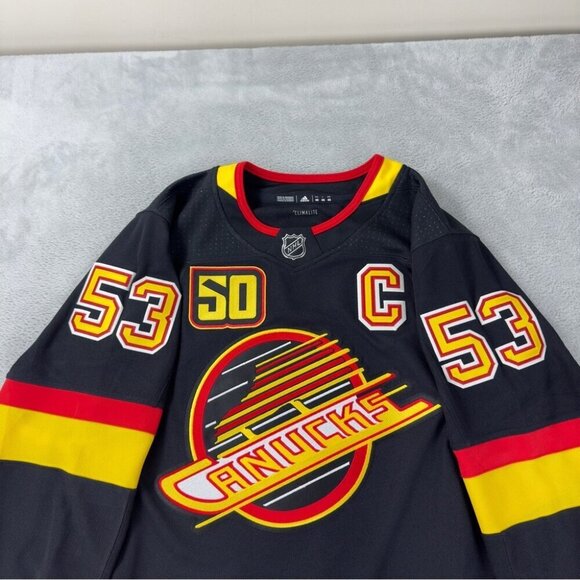 Adidas Vancouver Canucks Hockey Jersey Black Men's Size 46 - Picture 6 of 15